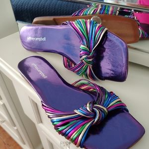 Jeffrey Campbell purple metallic flat sandals. Size 7-38. Leather upper leather